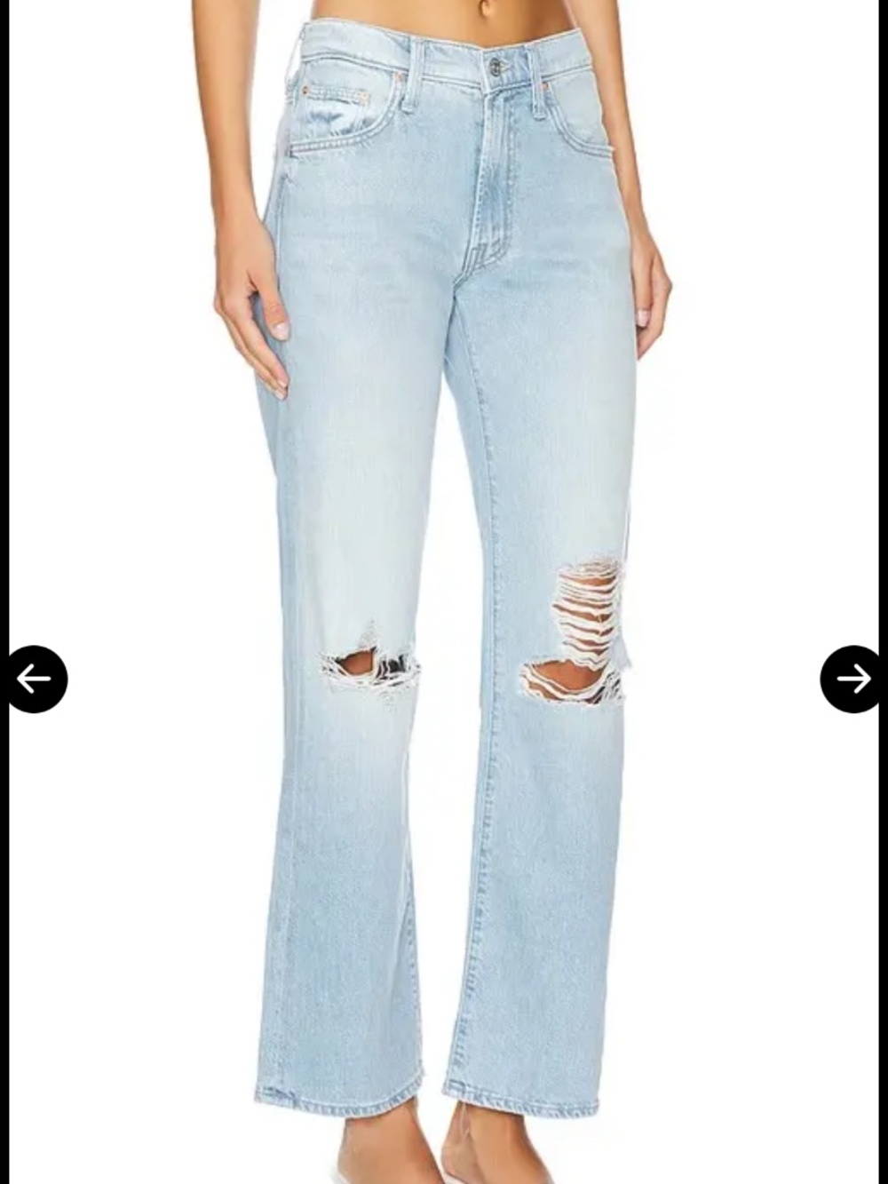 MOTHER Mid Rise Rambler Zip Flood Ripped Off Jeans Size 26
